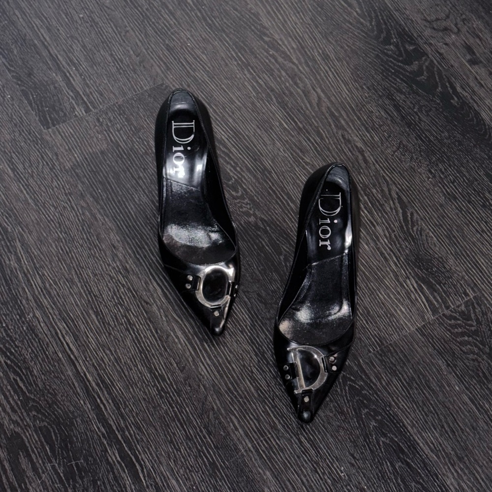 Dior Black Heels with Silver Accents